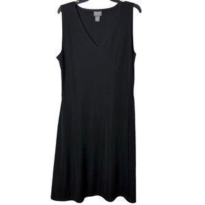 Additions by Chico’s Faux Wrap V Neck Sleeveless Slinky Dress Black 2‎